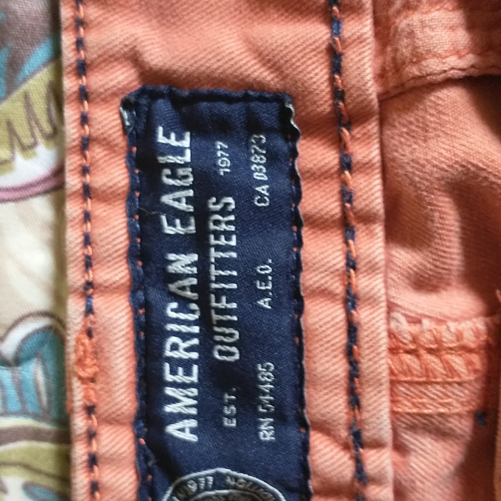 Men's American Eagle Outfitters Orange Flat Front Shorts - Picture 3 of 6